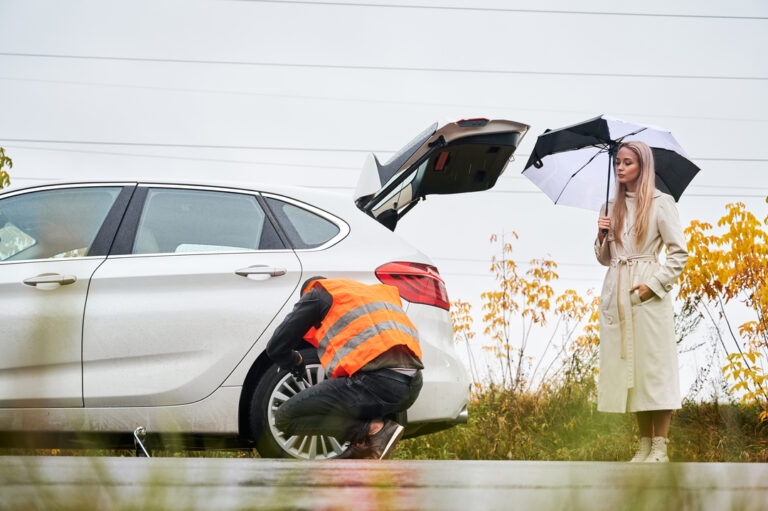 Roadside assistance in rain